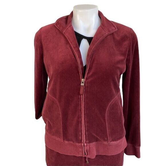 Vintage Charter Club Velour Jogger Set Maroon Track Suit Size S - Picture 3 of 16